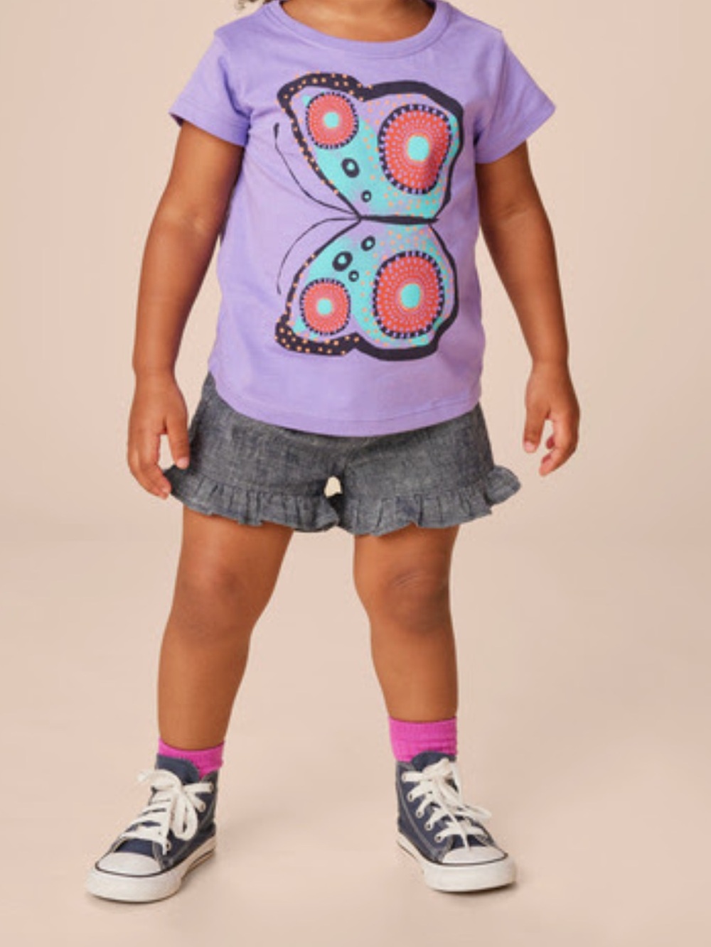 Tea Collection Chambray Ruffle Hem Shorts 18–24M
